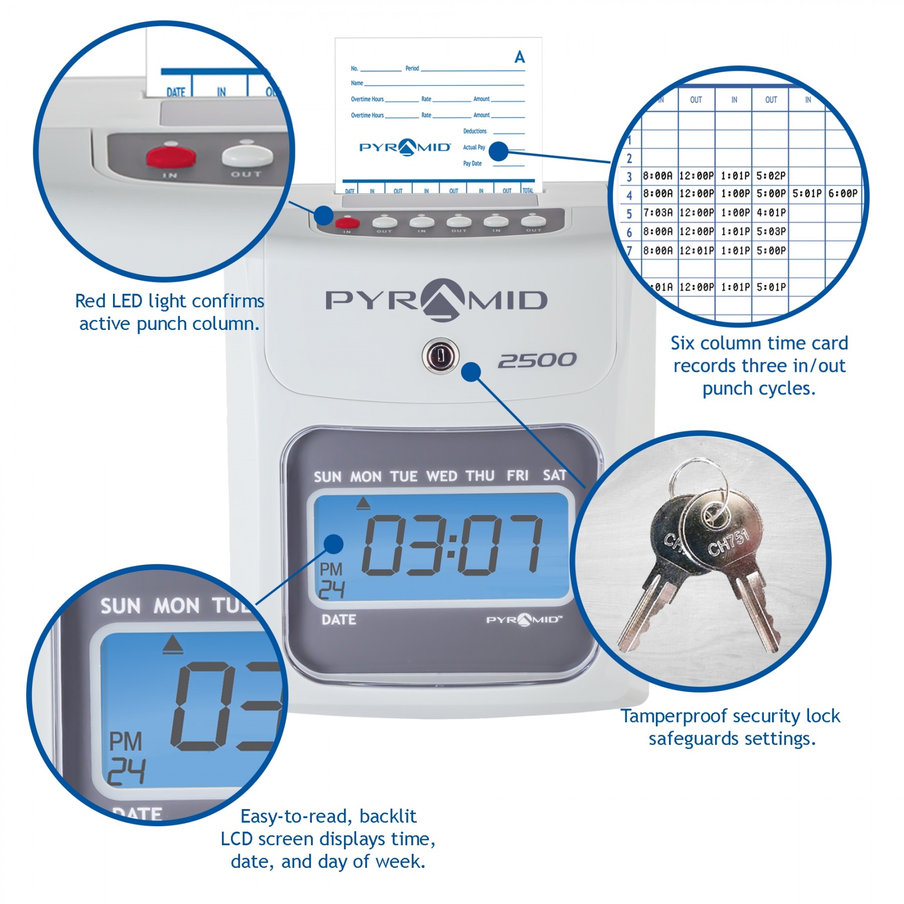 Pyramid Time Systems 2500 Auto Aligning Time Clock-The Pyramid 2500 Auto Alig... 