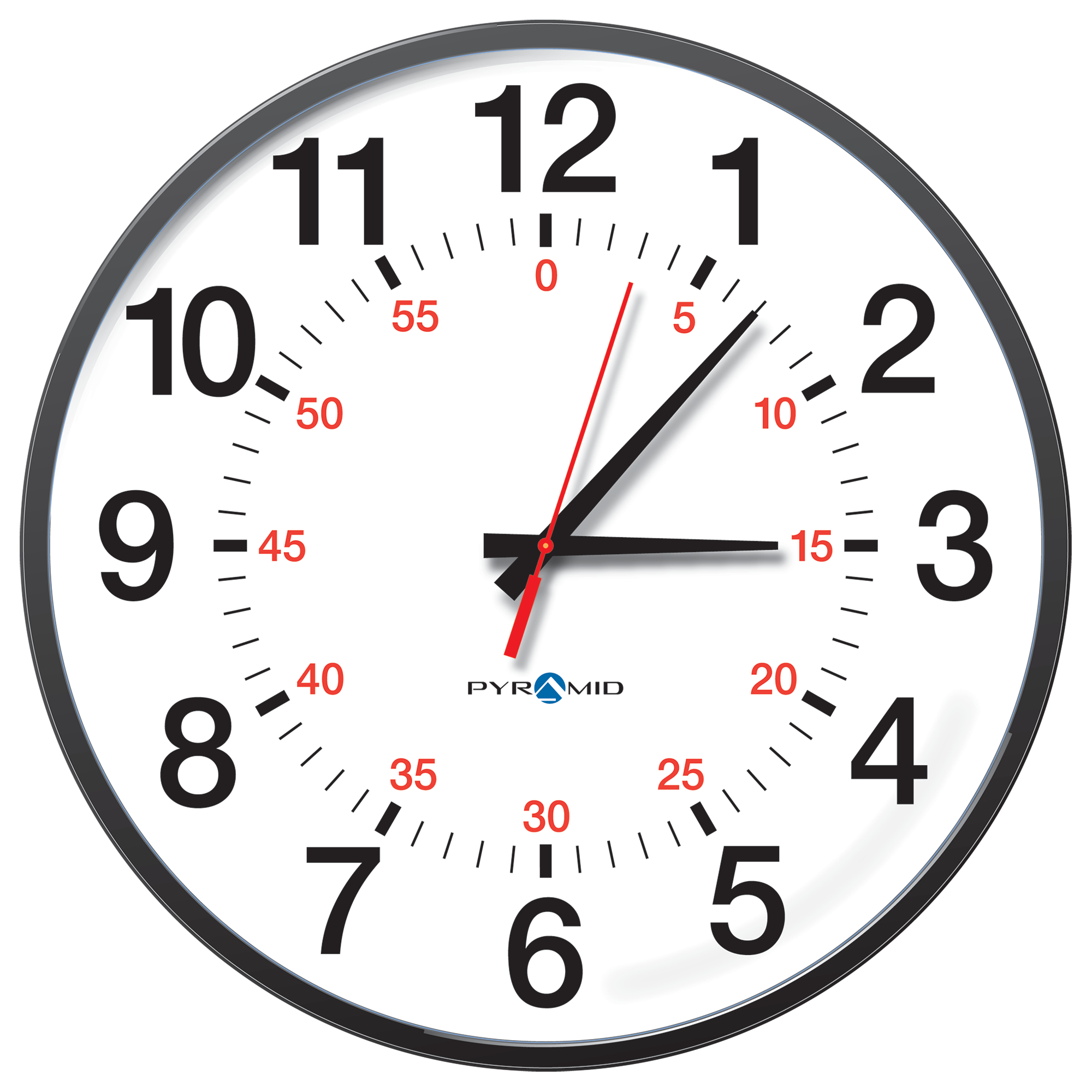 Analog 17" Arial with Black Bezel, Red Seconds