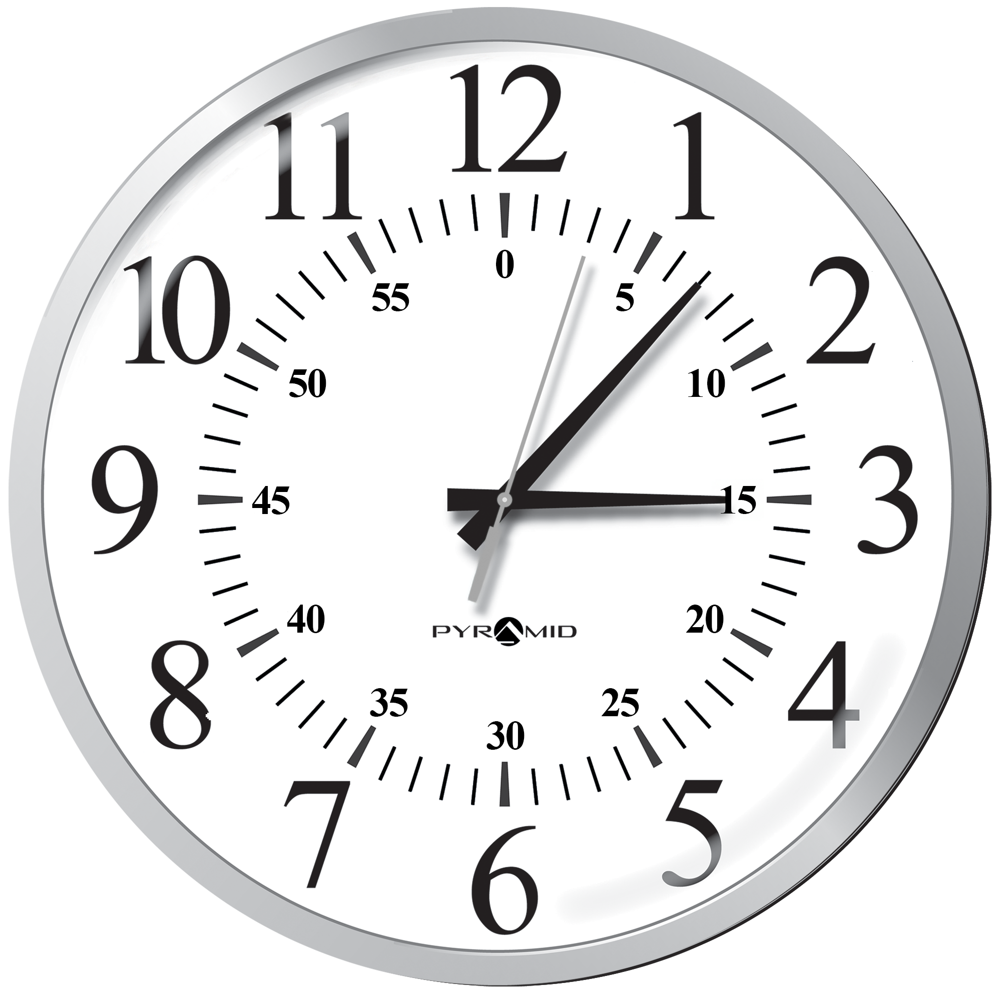 Pyramid Analog Clock Face with Silver Bezel 12HR with Seconds