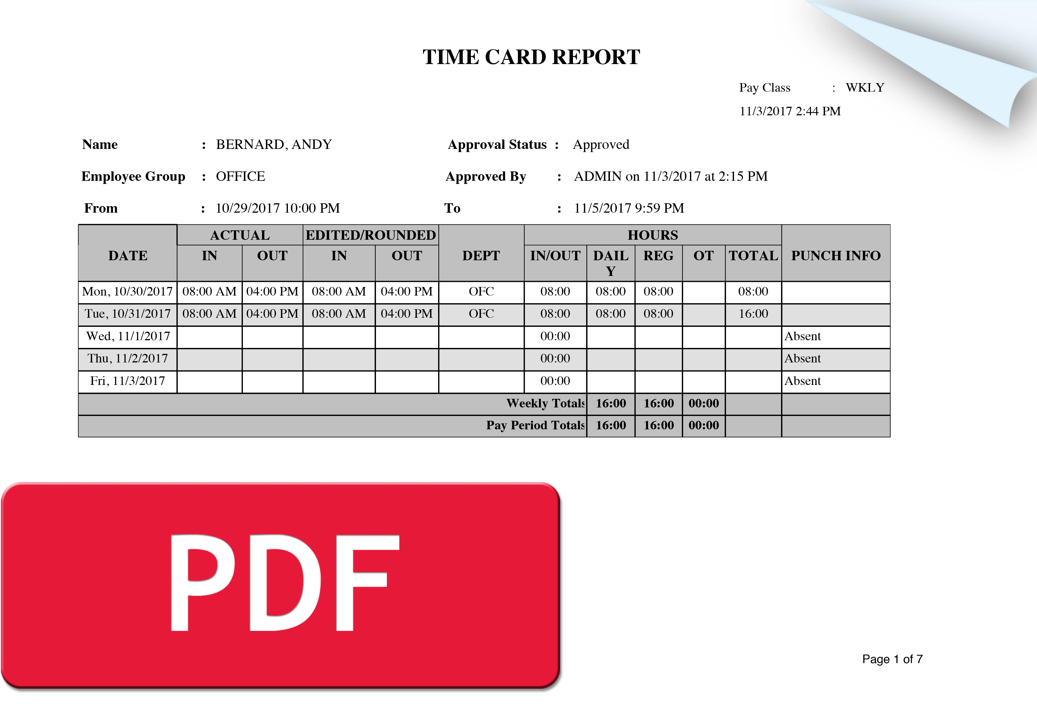 Timetrax sample reports Pyramid Time Systems